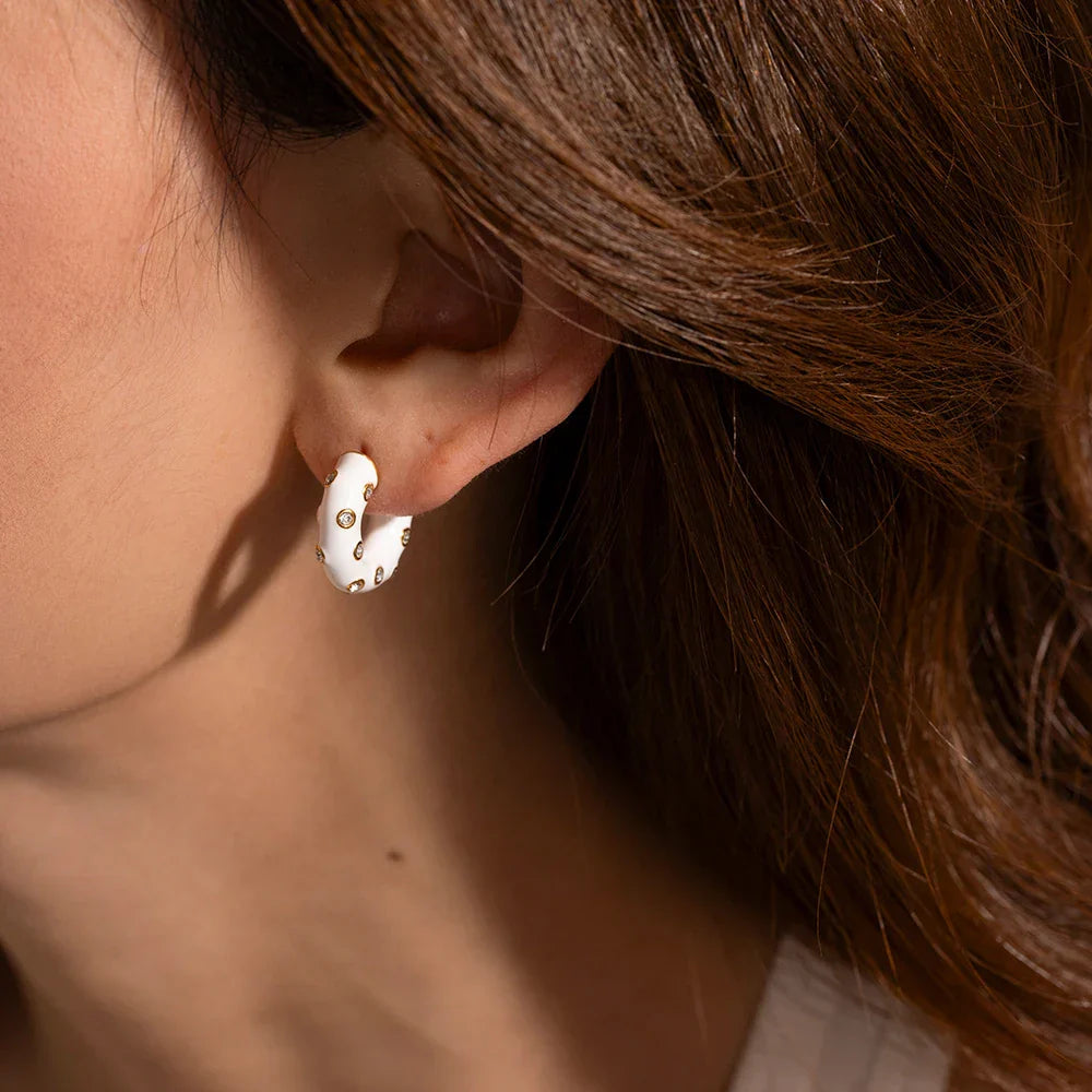 White Luna Hoops